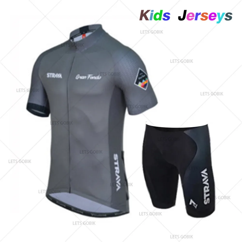 2019 Pro Team Strava, дышащий Детский комплект из Джерси для велоспорта, шорты, детская велосипедная Одежда для мальчиков, летняя велосипедная