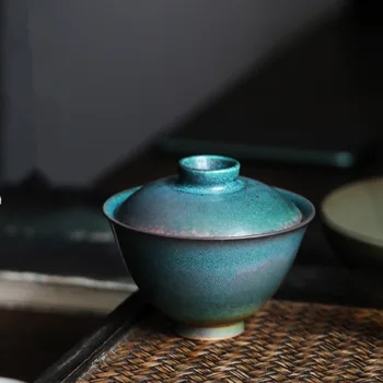 

220ml Soda burn Chinese Retro Handmade Random Texture Color Glaze High Temperature Firing Ceramic Teacup PorcelainTeacup