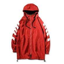 Куртка мужская Осенняя Тонкая Повседневная куртка с капюшоном мужские s полосатые рукава Защита от солнца ветровка Новая мужская тонкая верхняя одежда на молнии