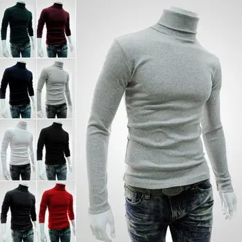 

Mens Thermal Cotton Turtle Roll Neck Turtleneck Sweater Stretch Shirt Winter New
