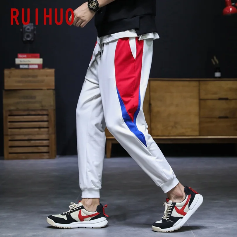 RUIHUO штаны в полоску мужская Японская уличная одежда Спортивные штаны мужские модные бегуны брюки мужские тренировочные хип-хоп XXXL Осень новинка
