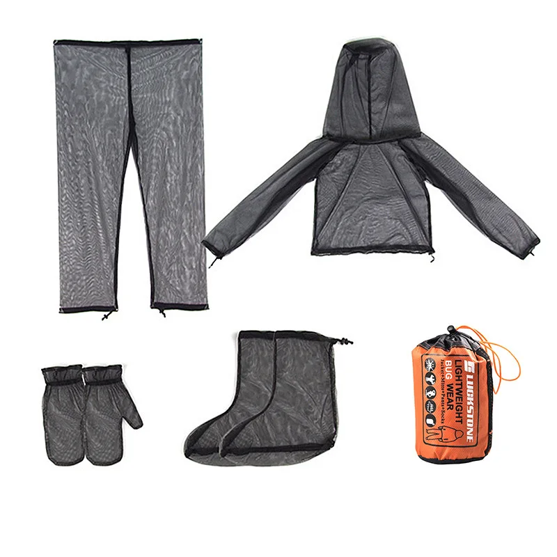 Mesh Hooded Mosquito-Proof Suit Outdoor Fishing Adventure Insect-proof Clothing Set Camping Hiking Anti-Mosquito Bite Clothes