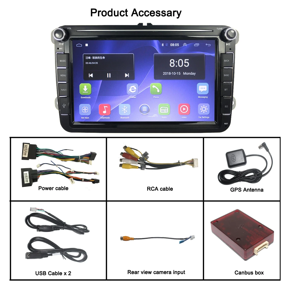 4G+64G 2 Din Android Car Radio multimedia For VW Volkswagen Skoda Octavia golf 5 6 touran passat B6 polo Jetta 2Din car stereo