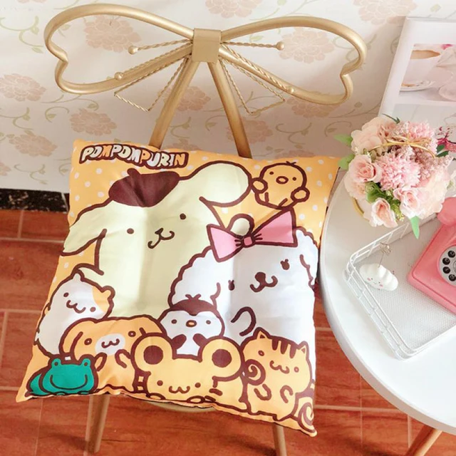 40CM Sanrioed Kawaii Cartoon My Melody Cinnamoroll Pompom Purin Cushion Sofa Cushion Fabric Stool Cushion Gift for Children 6