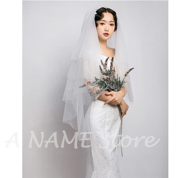 

Short Vintage 3 Layers Tulle Bridal Wedding Veils for Brides with Comb White Ivory Veil Voile de Mariee Mariage Velo de novia