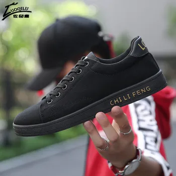 

Canvas Men Shoes 2020 Black Lace-Up Men Casual Shoes Plimsolls Breathable Male Footwear Spring Autumn Men Footwear