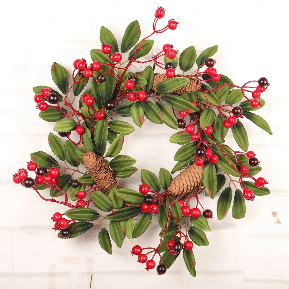 

Festival Thanksgiving Day Pine Flower Garland DIY Artificial Berries Pine Nuts Combination Garlands Home Wall Door Decoration