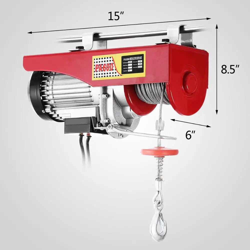 1500lbs Mini Electric Hoist Crane Overhead Garage Winch Remote Control Auto Lift