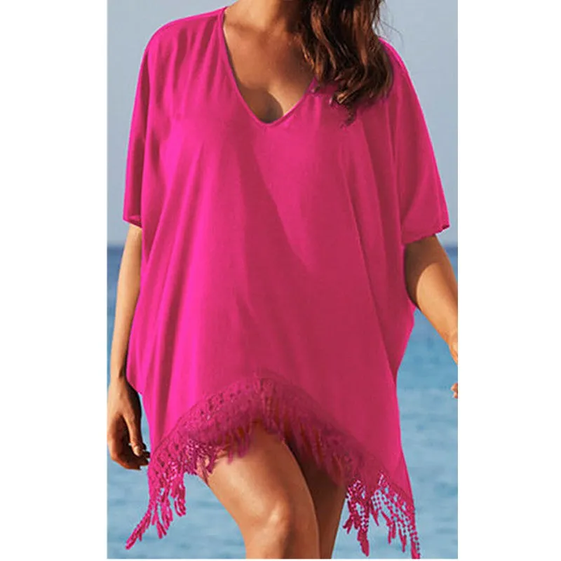 Hirigin Summer Dress 2019 Women Girl Plus Size Ladies Bikini Tassel Swimwear Swimsuit Cover Up Beach Dress Robe Femme bathing suit skirt cover up