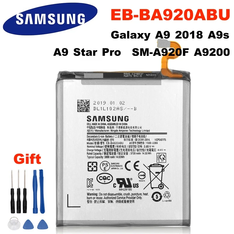 SAMSUNG оригинальный EB-BA920ABU 3800 мА/ч батарея для Samsung Galaxy A9 2018 A9s Star Pro SM-A920F A9200 мобильный