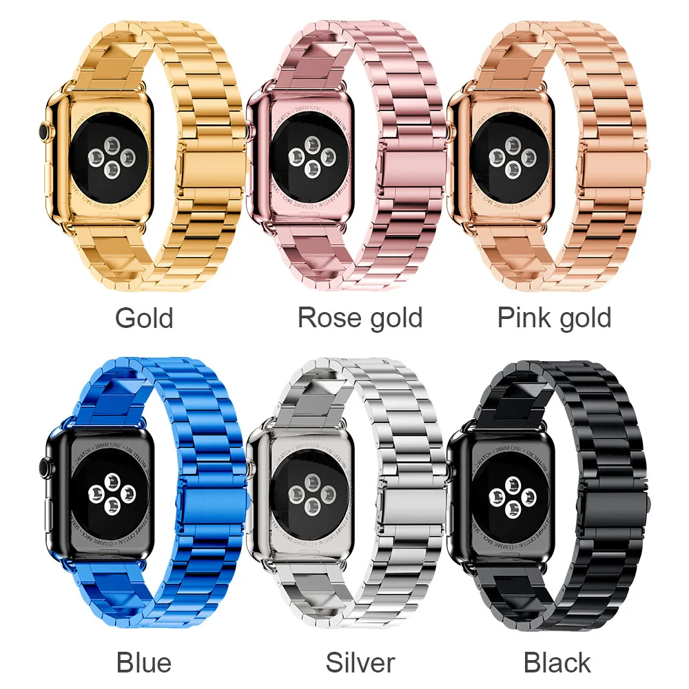 Ремешок из нержавеющей стали для Apple Watch 42 мм 38 мм Металлические звенья Браслет Смарт-часы ремешок для Apple Watch серии 1 2 3 4