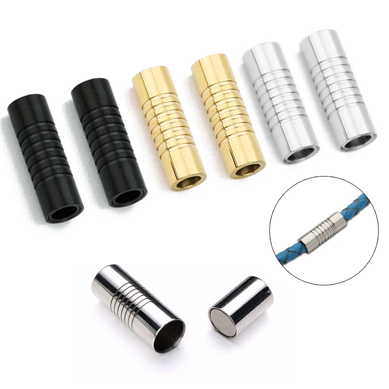 

5 шт., магнитные застежки из нержавеющей стали, 2, 3, 4, 5, 6, 7, 8 мм, кожаный шнур, соединители браслетов для самостоятельного изготовления ювелирных изделий, фурнитура для аксессуаров