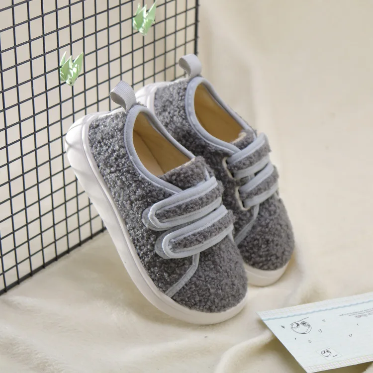 Плюшевая детская обувь; мокасины; зимняя детская повседневная обувь на липучке; кроссовки для мальчиков; меховая обувь для девочек; удобные детские кроссовки; 21-30