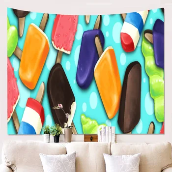 

Ice Cream Printing Background Tapestry Girly Heart Cute Tapestry Living Room Wall Blanket Home Decor Wall Tapestry