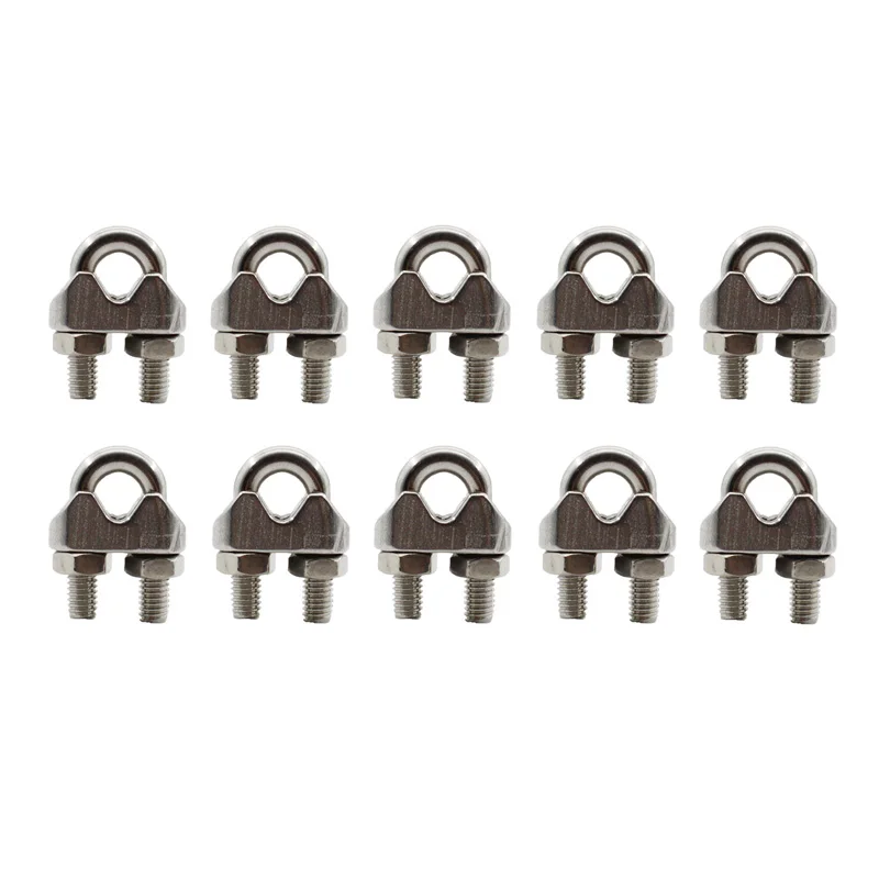 

M6 Wire Cable Clamps, 10 PCS Stainless Steel Wire Rope Cable Clip Clamps U Bolt Saddle Fastener, U-Bolts,Clothesline Tightener