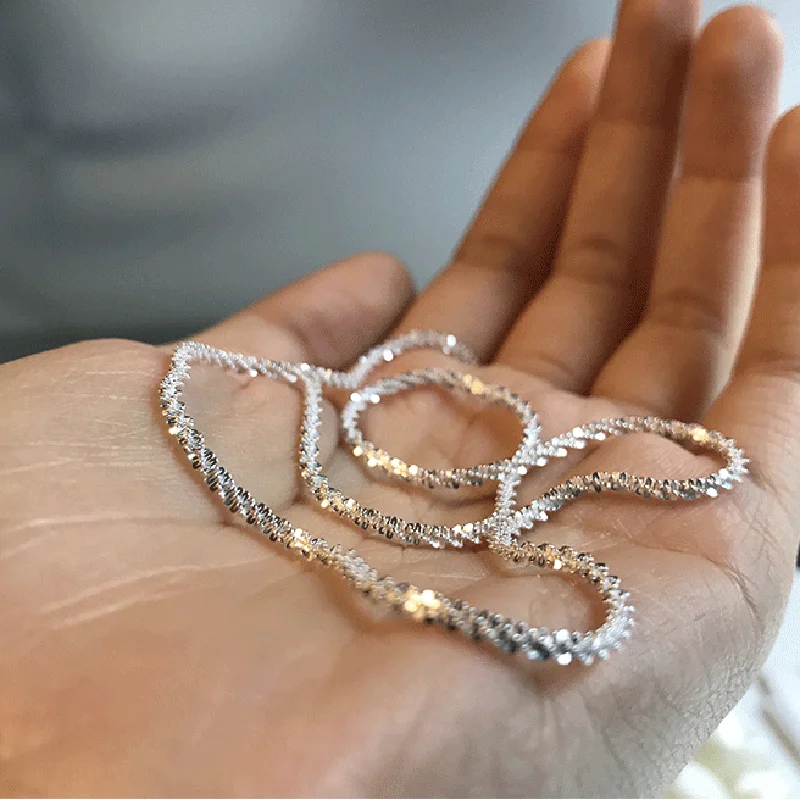 Silver Necklace 925 Sterling Silver Sparkling Clavicle Chain Shiny Choker Exquisite Necklace for Women Fine Jewelry Wedding Gift NK106