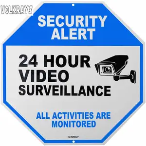 Volkrays креативные автомобильные стикеры знак видеонаблюдения-домашний знак безопасности-знак камеры безопасности отражающая наклейка из ПВХ, 24 см * 24 см