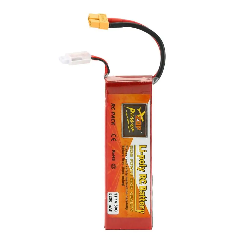 

ZOP Power RC Lipo Battery 11.1V 5200mAh 50C Rechargeable Lipo Battery XT60 Plug for RC Racing Drone Helicopter Car Boat