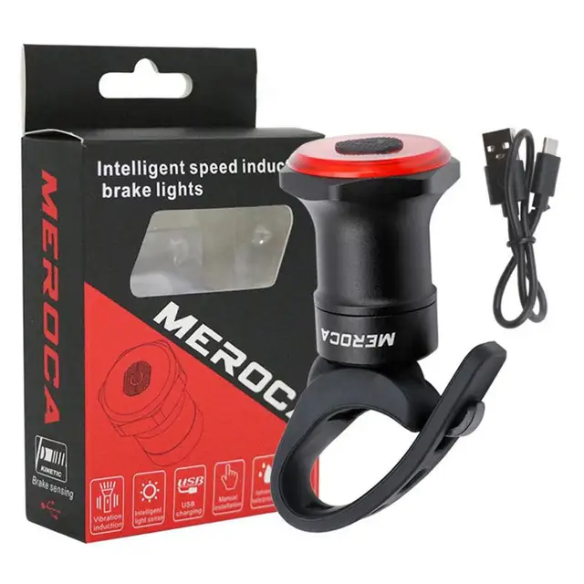 MEROCA Rear Light Bicycle Smart Sensor Brake Tail Light Rechargeable Lamp Taillight MTB Bicycle lantern Cycling Bike Accessories Smart Light 06