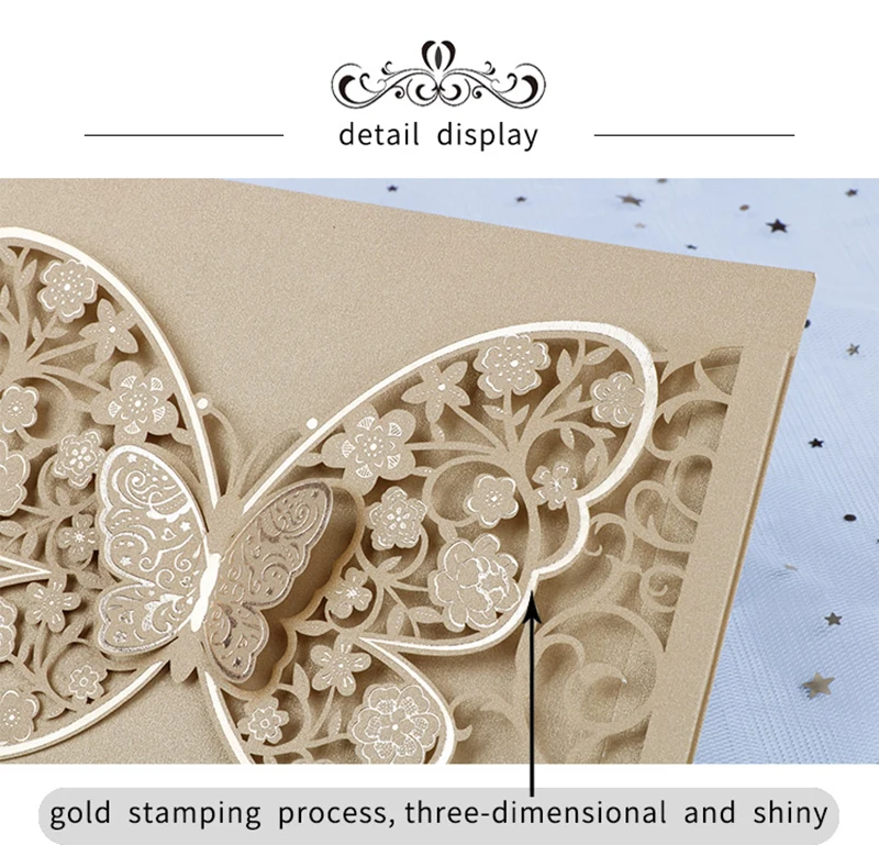 50pcs Butterfly Elegant Laser Cut Wedding Invitation Card Business Greeting Card Customized Wedding Decoration Party Supplies