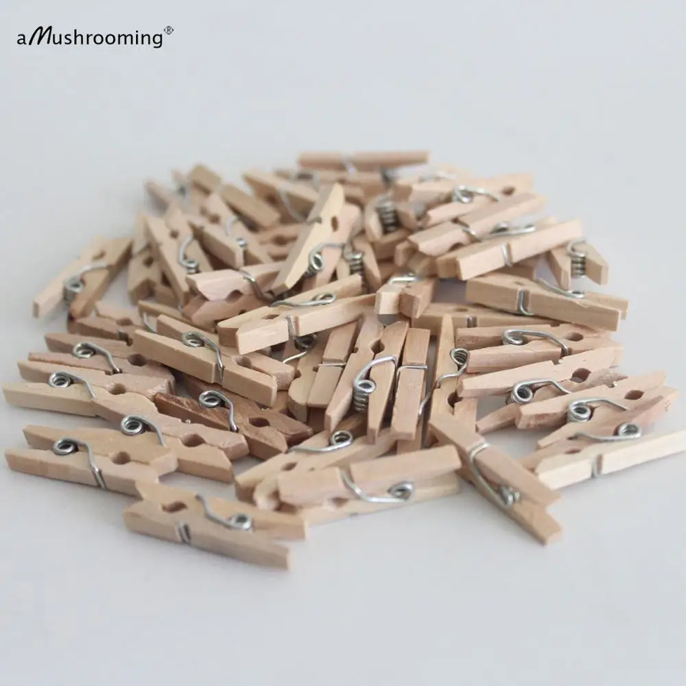 25 pieces mini Brown pegs Wood Clothespins | Baby Shower Wedding Party Birthday Christmas Decoration gift package Дом и сад
