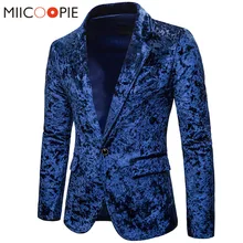 Мужской Блейзер, пиджак, весна-осень, Повседневный, Алмазный бархат, деловой, Свадебный, сценический, на одной пуговице, приталенный мужской костюм s-xxl