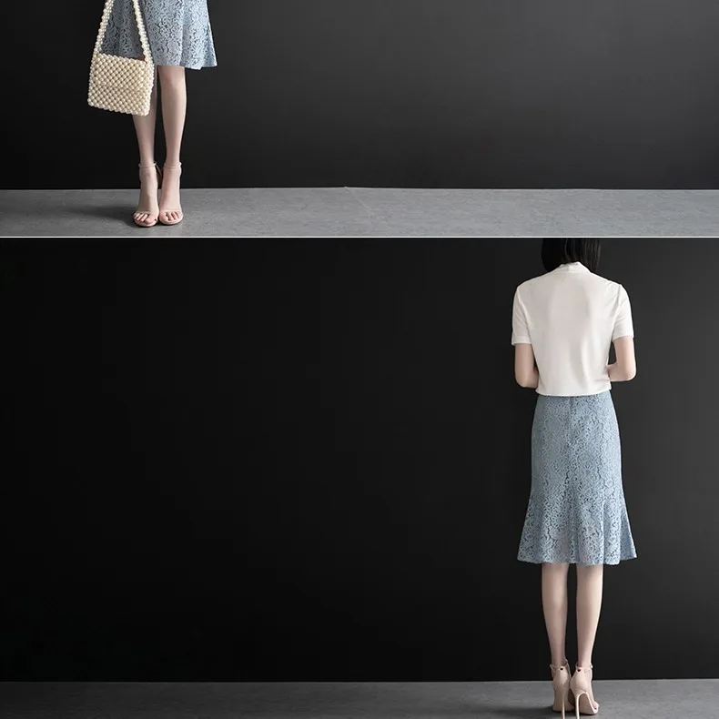 Vangull, весенние юбки для женщин, Корейская Офисная Женская тонкая облегающая юбка-карандаш, новая мода, высокая талия, элегантная кружевная юбка средней длины для женщин