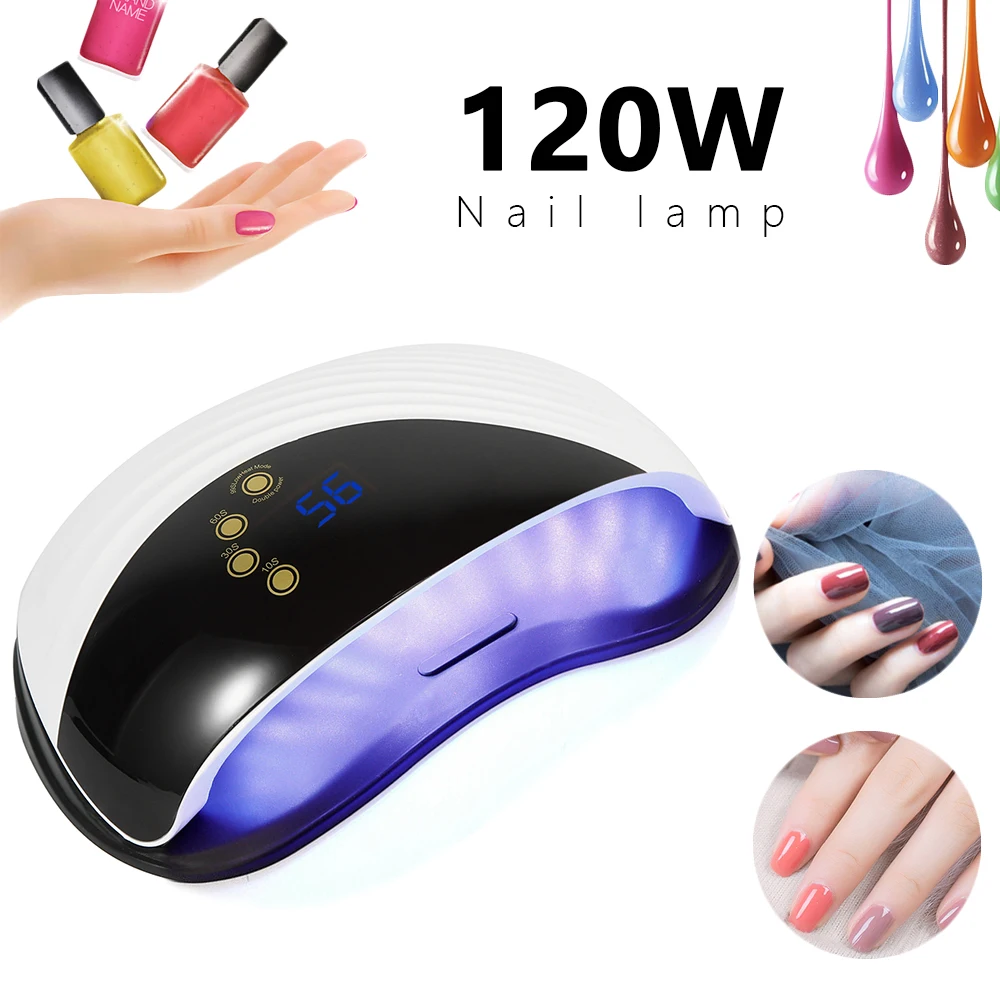 120W Nail Dryers Built-in Cooling Fan Professional UV LED Gel Nail Light Smart LED Quick-Drying Induction Nail Lamp