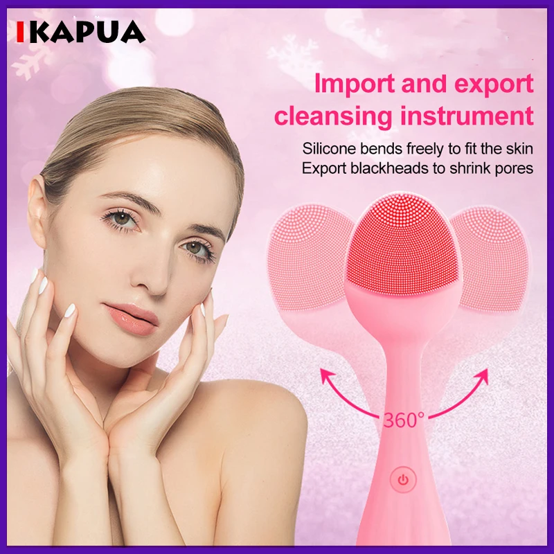 

Ультразвуковая щетка для лица, электрическая силиконовая щетка для чистки лица, Вибрирующая щетка для лица, Глубокая очистка кожи, массажер, EMS уход