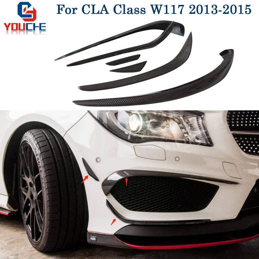 

Сплиттер W117 для переднего бампера из углеродного волокна для Mercedes CLA Class W117 2013-2015 Pre-facelift CLA180 CLA200 CLA250 CLA45 AMG
