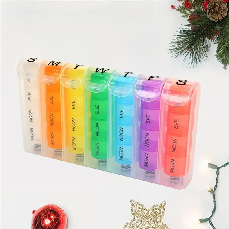ROSENICEPill Box 4 Times A Day Colorful Drug Pill Medicine Organizer Dispenser Container Case Box Holder For Travel Home