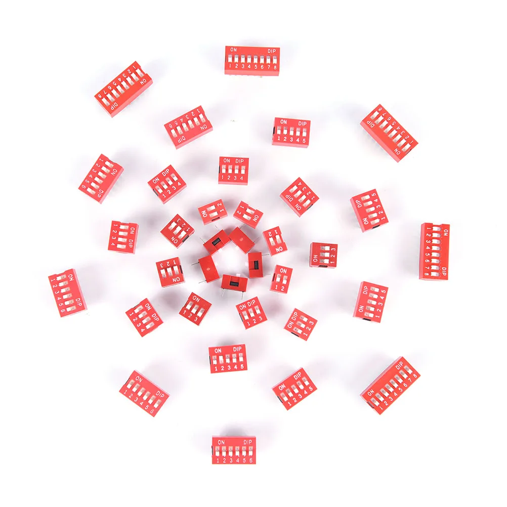 

35PCS Switch Kit In Box 1 2 3 4 5 6 8 Way 2.54mm Toggle Switch Red Snap Switches Mixed Kit Each 5PCS Combination Set