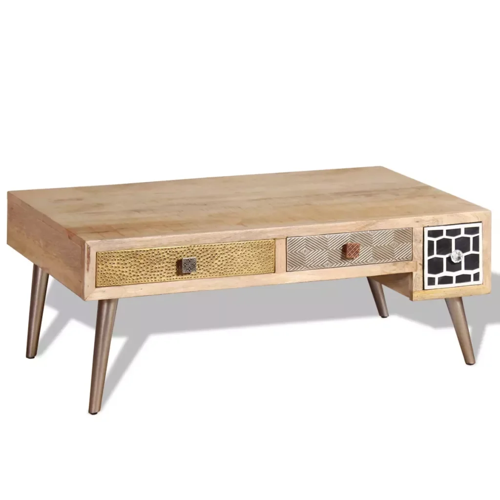 

2019New Arrival Coffee Table with Drawers Solid Mango Wood 105x55x41cm Vintage Table Decorative Table Side Table Couch Table