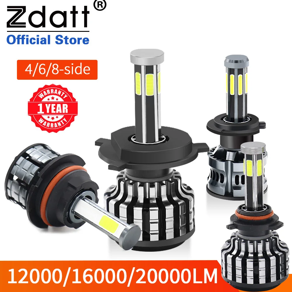 HOT 4 6 8 Sides H11 LED H7 20000LM H1 H8 HB3 9005 HB4 H3 H4 Led Headlight Bulbs Canbus 6000K 360 degree 12V Car Fog Lights | Автомобили и