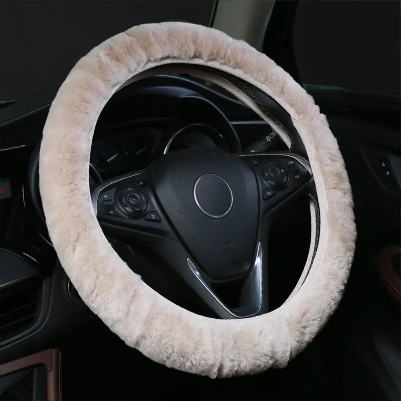 Натуральной Овчины руль рулевое колесо Чехол Премиум Шерсть Руль Обложка