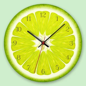 

Yellow Lemon Fruit Wall Clock Lime Modern Kitchen Clock Watch Home Decor Living Room Clock Tropical Fruit Wall Art Timepieces
