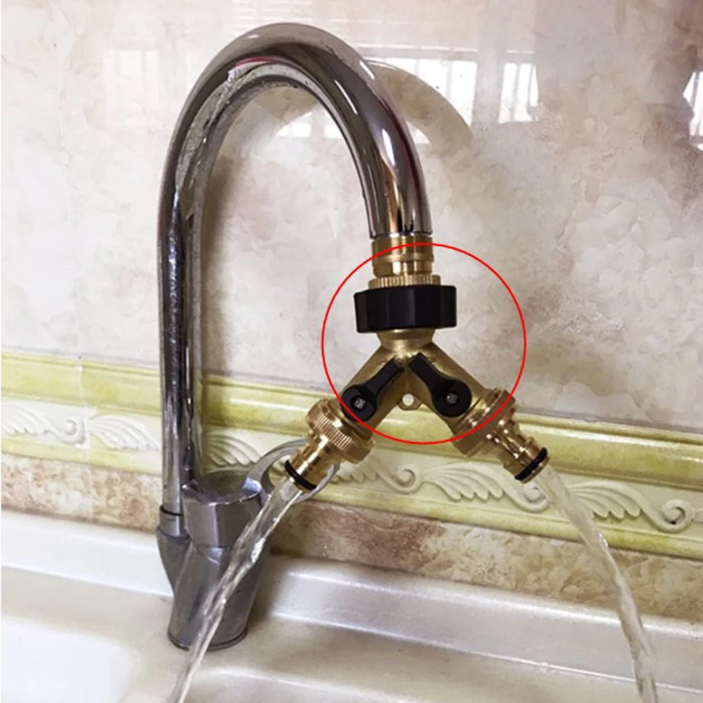 Heavy Duty Brass Garden 3/4 Hose Connectors Tap Splitter (2 Way) Y Shape Splitter Valve| New and Improved Design