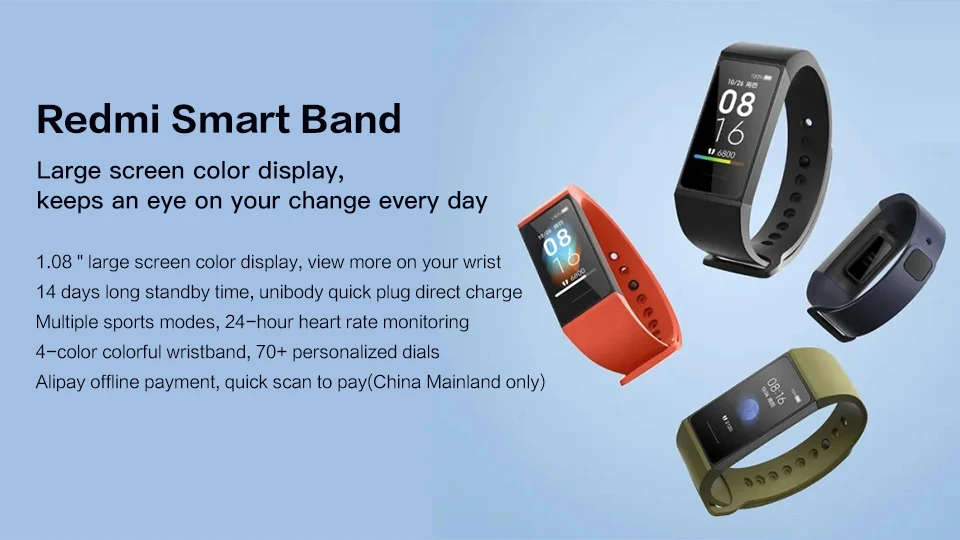 2020 Newest Xiaomi Redmi Band Smart Wristband Heart Rate Fitness Sport Tracker Bracelet Multiple Face 1.08 Color Touch Screen (11)
