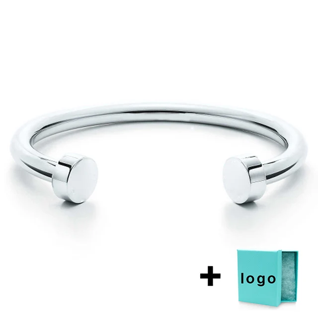 

SL TFB Rllen New Original 925 Smooth Half Circle Lettered Open-ended Bracelet with Original Logo for Ladies Jewelry Wholesale.