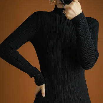 

2019 New Autumn and Winter Cashmere Sweater Women High-Collar Thickened Pullover Loose Sweater Large Size Knitted Wool Shirt