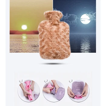 

1500ml Washable Heat Therapy Thick Soft Plush Safe Winter Durable Hot Water Bottle Removeable Leakproof With Cover Warm Portable