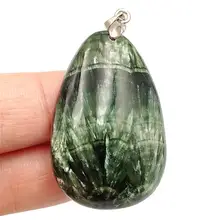 Высокое качество натуральный зеленый Серафинит ожерелье подвесной рейки камень 38x26x10 мм для женщин мужчин Кристалл овальной формы Мода Исцеление AAAAA