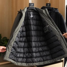 

2021 winter men's clothing thicken warm men's jacket hooded men's mid-length coat fashionable cotton jacket