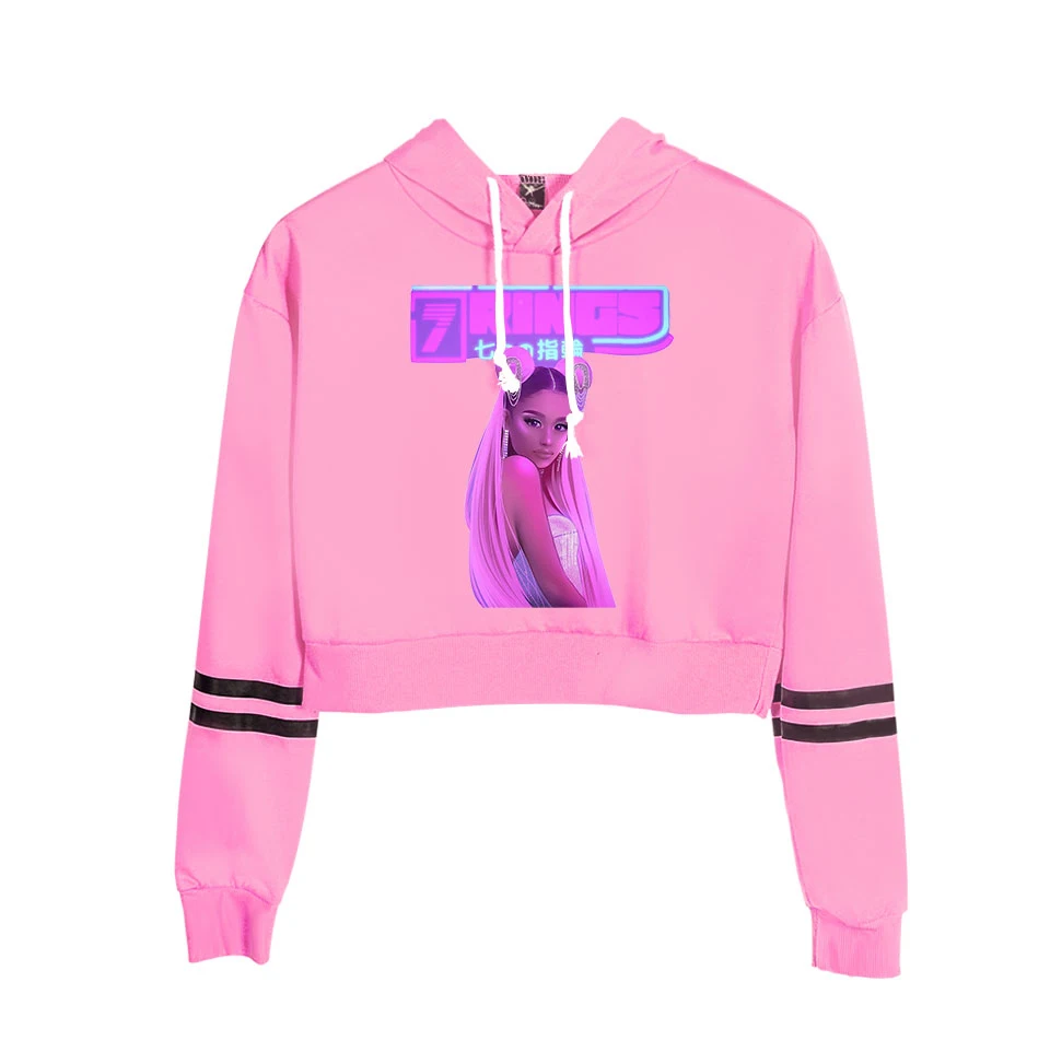 Hot Ariana Grande crop Top Hoodies women Fashion Cotton Harajuku Autumn Women's/girl's Hoodies And orange Sweatshirt