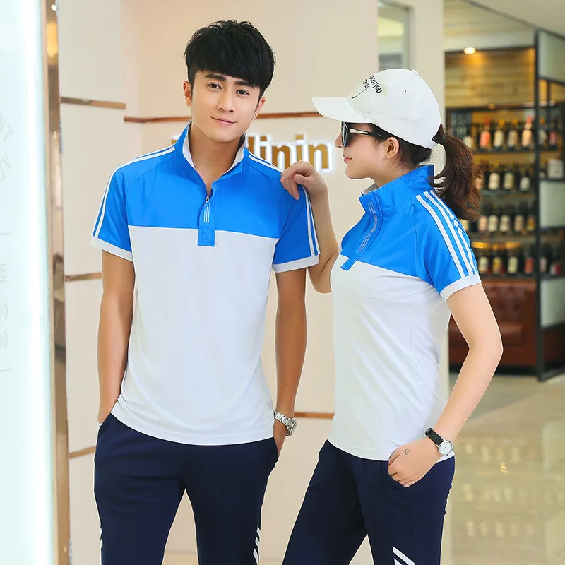 

Spring Summer Couples Sports Set Male STUDENT'S School Uniform Women's Casual Wear Set Customizable Logo Business Attire