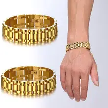 17 мм титановая сталь полностью золотой браслет мужские часы аксессуары Европейская мода браслет цепочка Ювелирные изделия Подарки 21,5 см