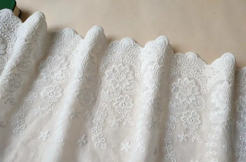 Lace Fabric 1 Yard Super Wide 100% Cotton Cloth Embroidered Lace Trim DIY Accessories Lace Fabric Width 22cm