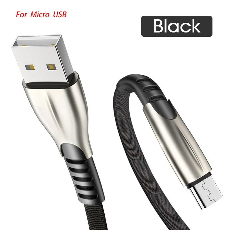 Кабель Micro USB 1 м кабель для быстрой зарядки USB для samsung S6 S7 для Xiaomi 4X LG Tablet Android мобильный телефон usb зарядка - Цвет: Black