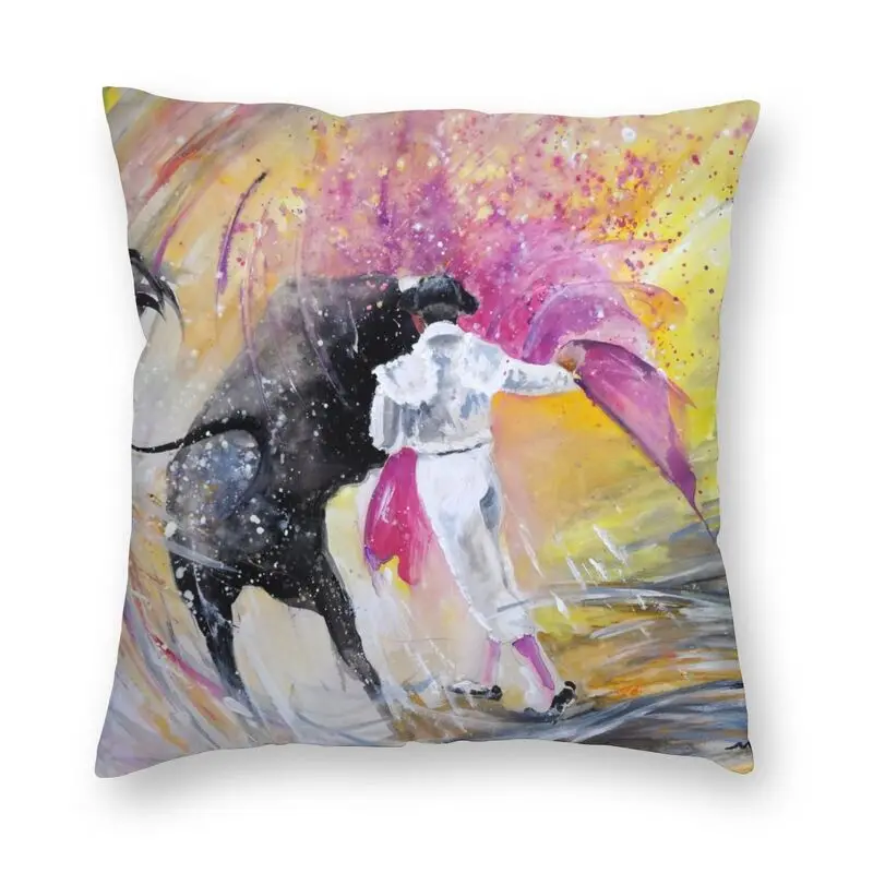 

Spain Bullfighter Cushion Cover Spanish Matador Culture Passing Pink Art Velvet Modern Throw Pillow Case For Sofa Home Decor