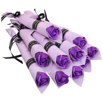 

30 Roses Soap Flowers Romantic Wedding Favors Flower for Valentine's Mother's Day Gift Company Purple